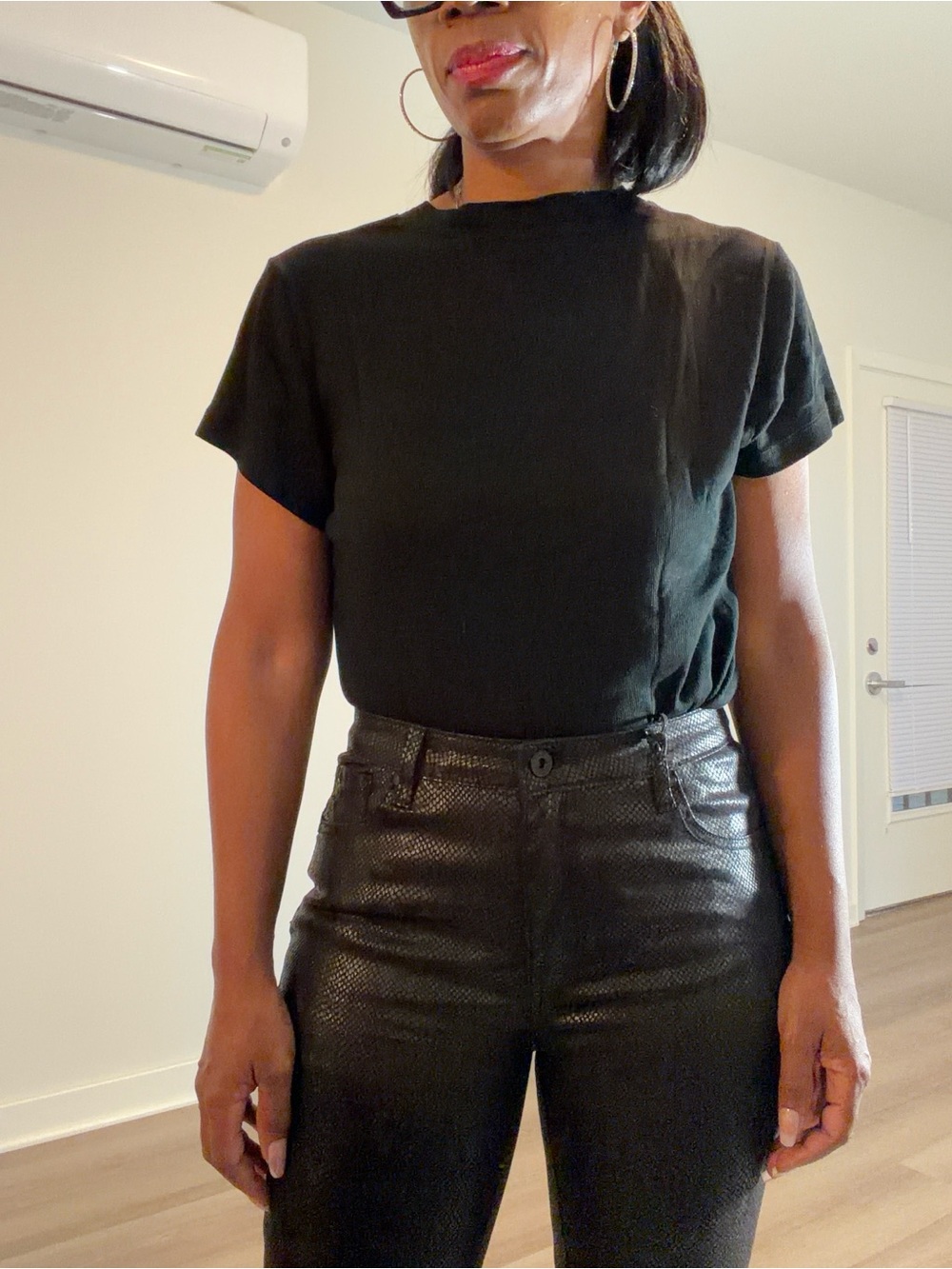 Sleek Black Faux-Leather High-Waist Pants